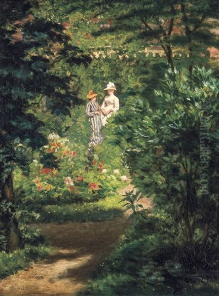 The Conversation In The Garden Oil Painting by Pieter Willem Sebes