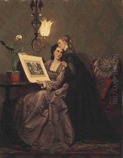 Admiring The Folio Oil Painting by Pieter Willem Sebes