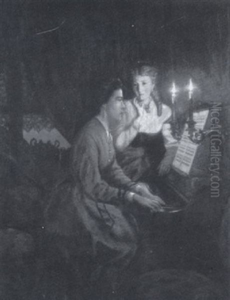 Music By Candlelight Oil Painting by Pieter Willem Sebes