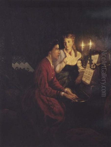 Music By Candlelight Oil Painting by Pieter Willem Sebes