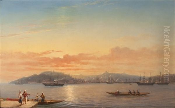 La Corne D'or Au Coucher Du Soleil Oil Painting by Hippolyte Victor (Valentin) Sebron