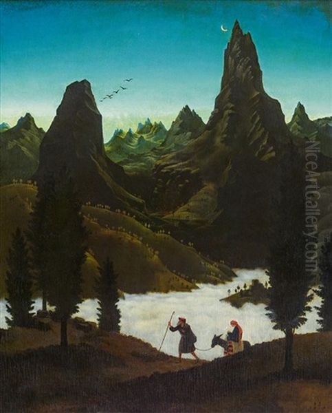 Flucht Nach Agypten Oil Painting by Franz Sedlacek