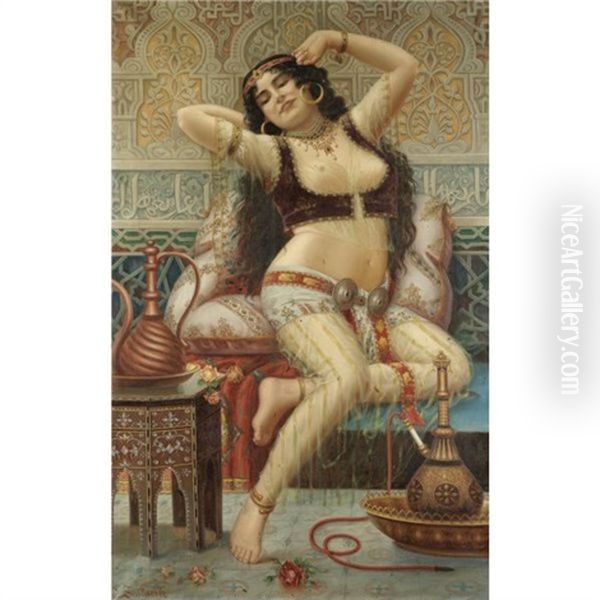 A Harem Beauty Oil Painting by Joseph Sedlacek