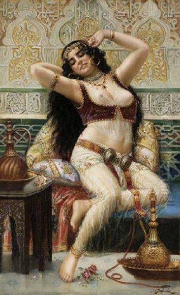 A Harem Beauty Oil Painting by Joseph Sedlacek