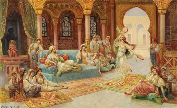 Lady Of The Harem Dancing Oil Painting by Stephan Sedlacek