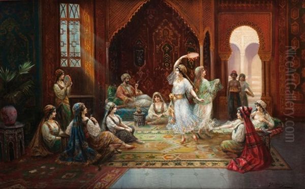 Concert Et Danseuses Au Harem Oil Painting by Stephan Sedlacek