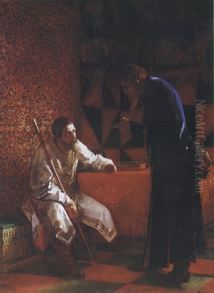 Ivan The Terrible Recieving Counsel From His Favorite Oprichik Malyuta Skuratov Oil Painting by Grigori Semenovich Sedov