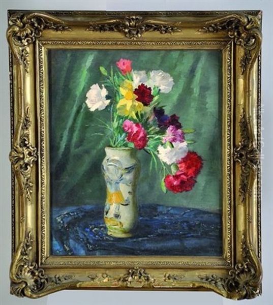 Bouquet De Fleurs Dans Un Albarello Oil Painting by Lothar von Seebach