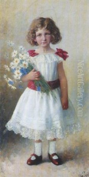 Madchen Mit Wiesenblumen Oil Painting by Lothar von Seebach