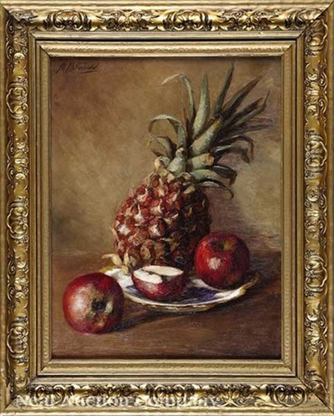 Still Life With Pineapple And Apples Oil Painting by Marie Madeleine Seebold