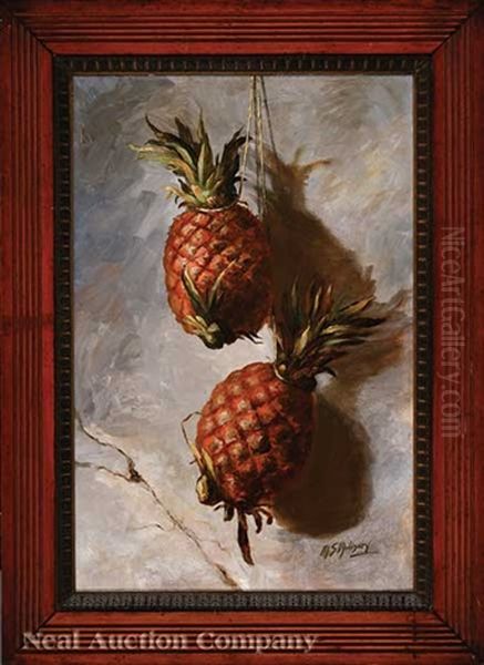 Nature Morte: Two Pineapples Oil Painting by Marie Madeleine Seebold