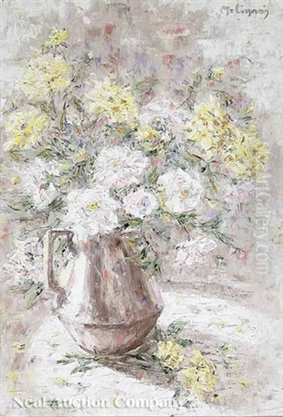 Still Life Of Yellow And White Roses by Marie Madeleine Seebold