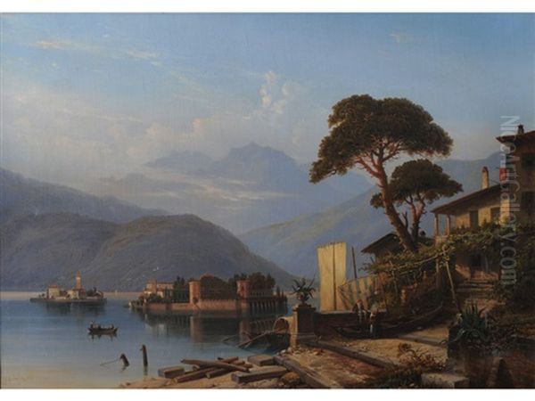 Lago Maggiore Oil Painting by Hermann Ludwig Seefisch