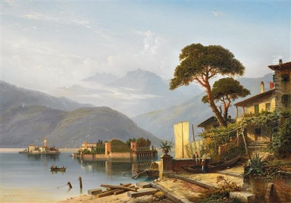 Am Lago Maggiore Oil Painting by Hermann Ludwig Seefisch