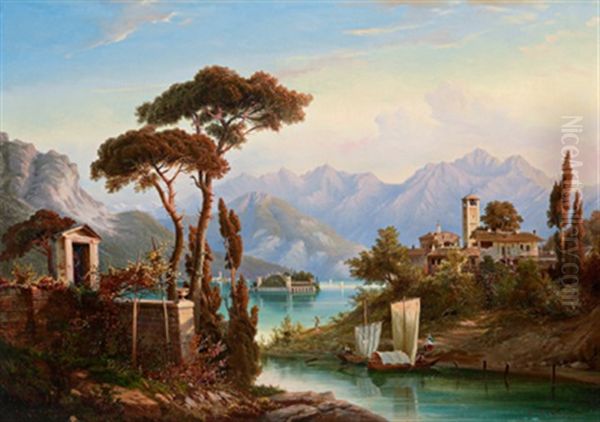 Isola Bella Im Lago Maggiore Oil Painting by Hermann Ludwig Seefisch