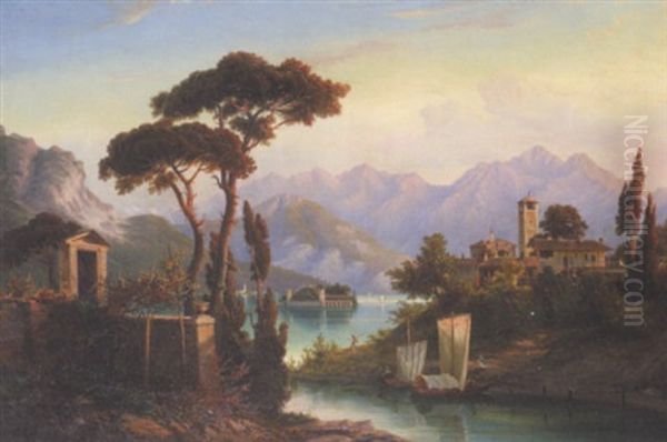 Villa Pres Du Lac Majeur Oil Painting by Hermann Ludwig Seefisch