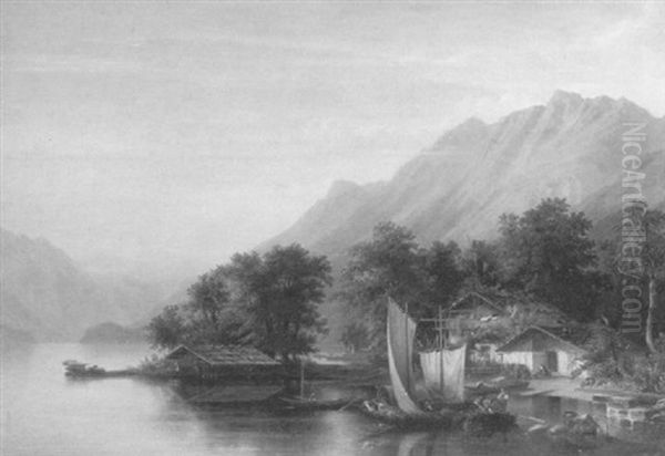 Vierwaldstattersee Oil Painting by Hermann Ludwig Seefisch