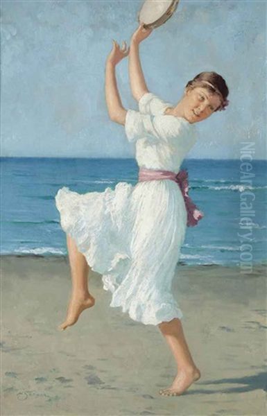 Girl On The Beach Oil Painting by Hermann Seeger