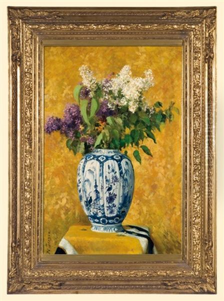 Still Life With Lilacs Oil Painting by Hermann Seeger