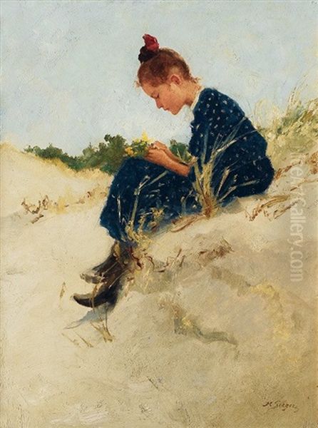 Madchen In Den Dunen Oil Painting by Hermann Seeger