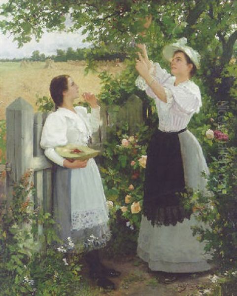 The Cherry Pickers Oil Painting by Hermann Seeger