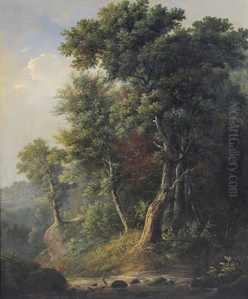 Bewaldeter Bachlauf Oil Painting by Karl Ludwig Seeger