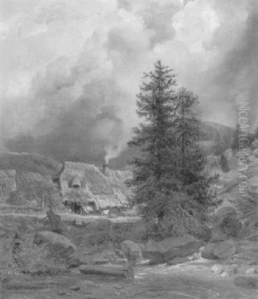 Sennerhutte Im Gebirge Nach Dem Gewitter Oil Painting by Karl Ludwig Seeger