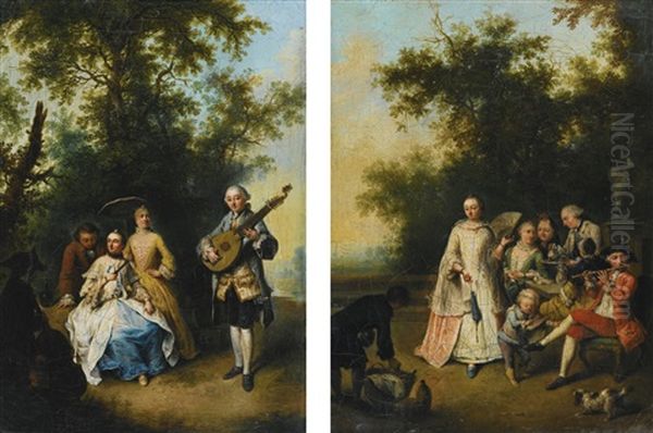 Scenes De Concerts Dans Des Parcs Oil Painting by Johann Conrad Seekatz