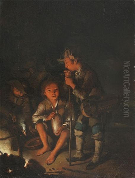 2 Pendants: Nachtliche Kinderszenen Oil Painting by Johann Conrad Seekatz