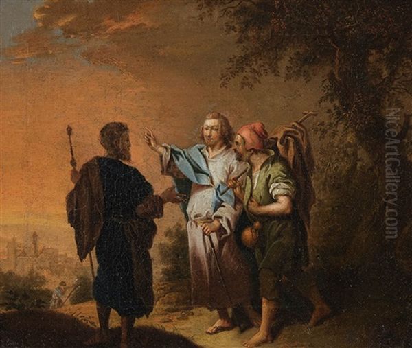 Christ On The Road To Emmaus Oil Painting by Johann Conrad Seekatz