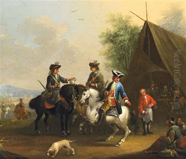 Ludwig Ix Mit Soldaten Am Zeltlager Oil Painting by Johann Conrad Seekatz