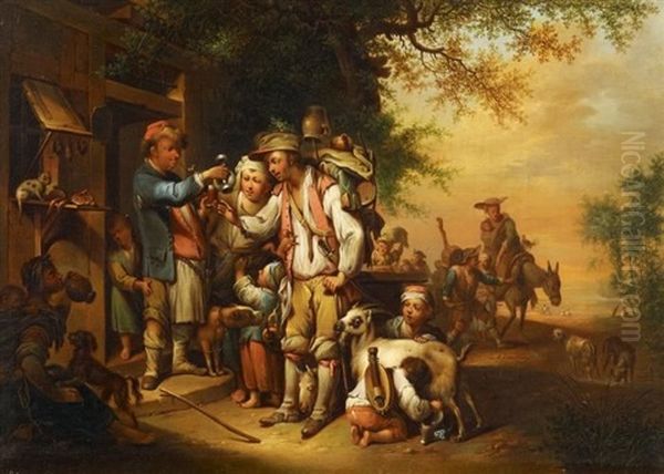 Wandernde Zigeunerfamilie Oil Painting by Johann Conrad Seekatz