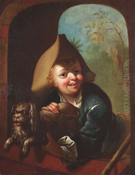 Knabe Mit Hundchen Oil Painting by Johann Conrad Seekatz