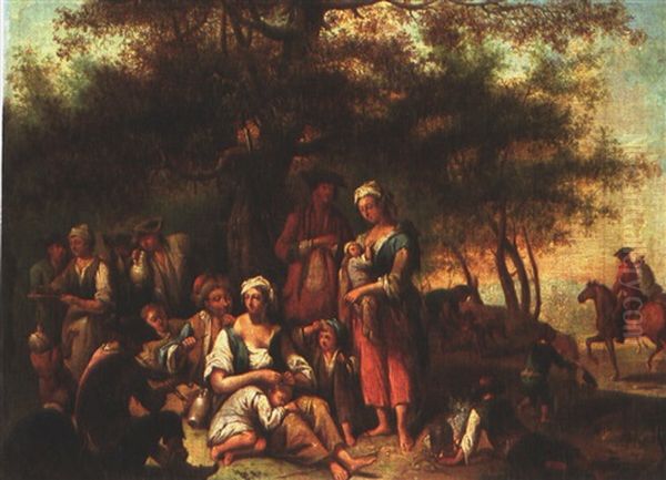 Rastszenen Vor Laubwald (pair) Oil Painting by Johann Conrad Seekatz