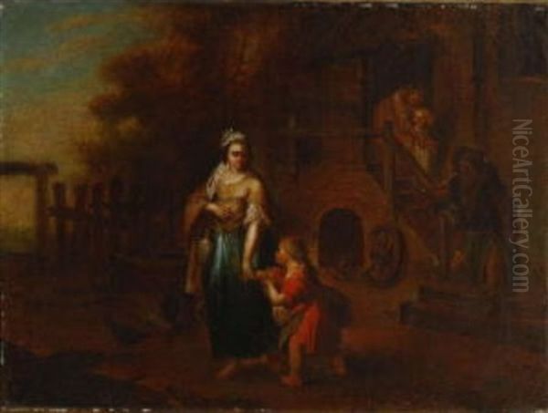 Die Verstosung Der Hagar Oil Painting by Johann Conrad Seekatz