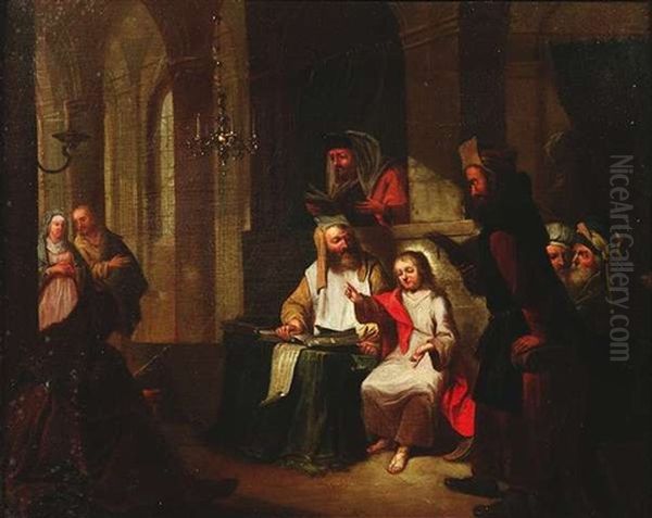 Der Zwolfjahrige Jesus Im Tempel Oil Painting by Johann Conrad Seekatz