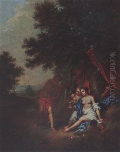 A Bacchanale With Nymphs And Satyrs In A Wooded Landscape Oil Painting by Johann Conrad Seekatz