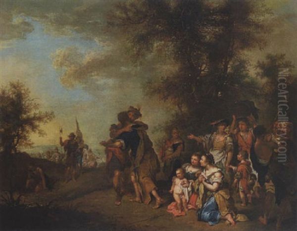 Die Versohnung Von Jakob Und Esau Oil Painting by Johann Conrad Seekatz