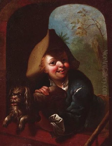 Knabe Mit Hund Oil Painting by Johann Conrad Seekatz