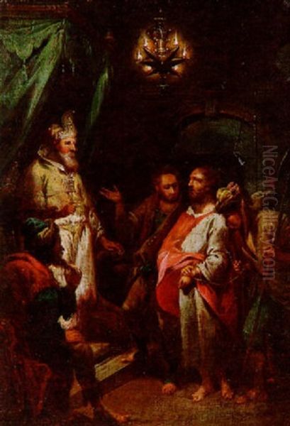 Christus Vor Kaiphas Oil Painting by Johann Conrad Seekatz