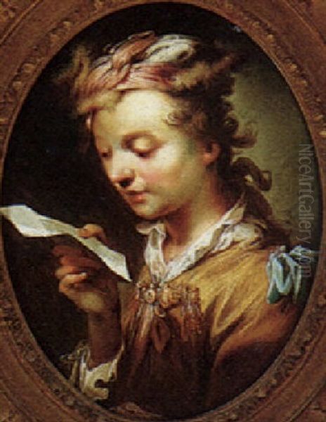 Portrait Of A Young Man Reading A Letter, Half Length Oil Painting by Johann Conrad Seekatz