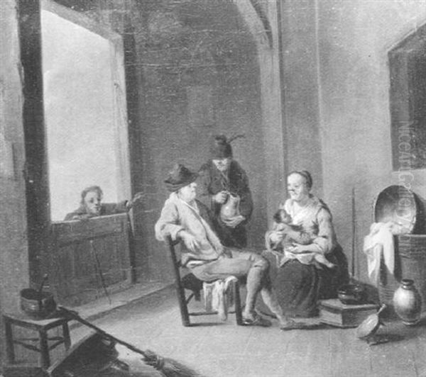 Interieur Mit Einer Bauernfamilie Oil Painting by Johann Conrad Seekatz