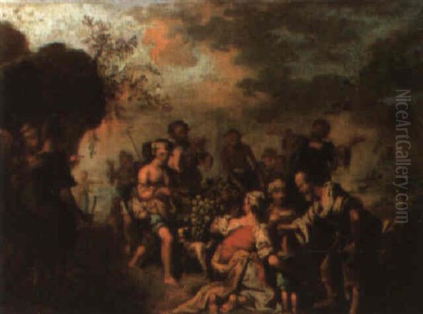 Moses Leading The Israelites Into The Promised Land Oil Painting by Johann Conrad Seekatz