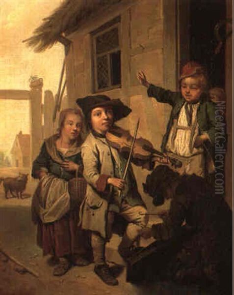 Die Bettelmusikanten Oil Painting by Johann Conrad Seekatz