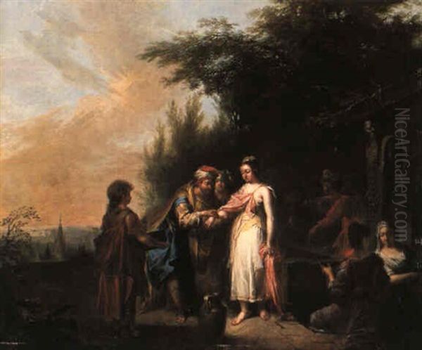 Jakob Und Rahel Am Brunnen Oil Painting by Johann Conrad Seekatz