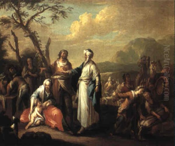 Jacob And Laban? Oil Painting by Johann Conrad Seekatz