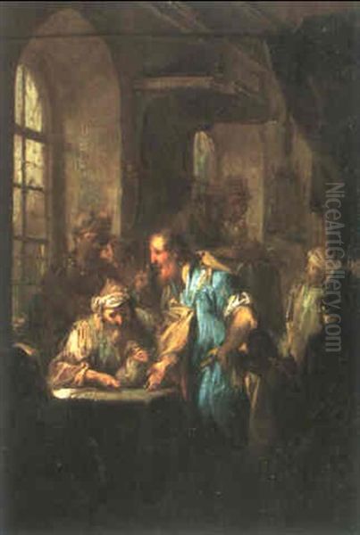 Im Halbdunkel Eines Tempels Erh,lt Judas Die Dreisig Silberlinge Oil Painting by Johann Conrad Seekatz