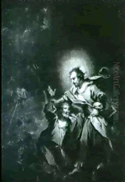 Christus Rettet Den Im Wasser                               Versinkenden Petrus Oil Painting by Johann Conrad Seekatz