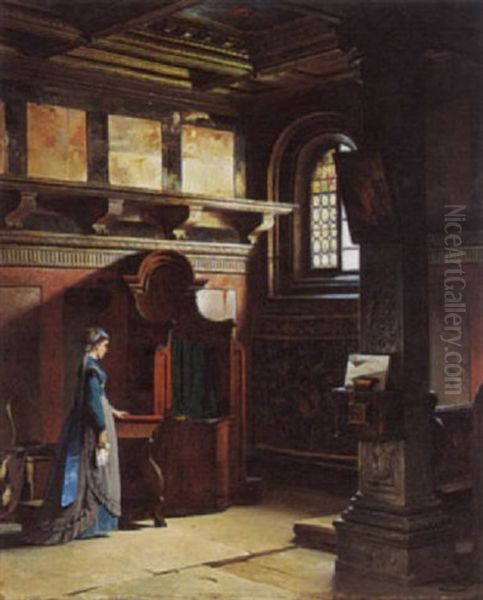 The Confession Oil Painting by Adolf Seel