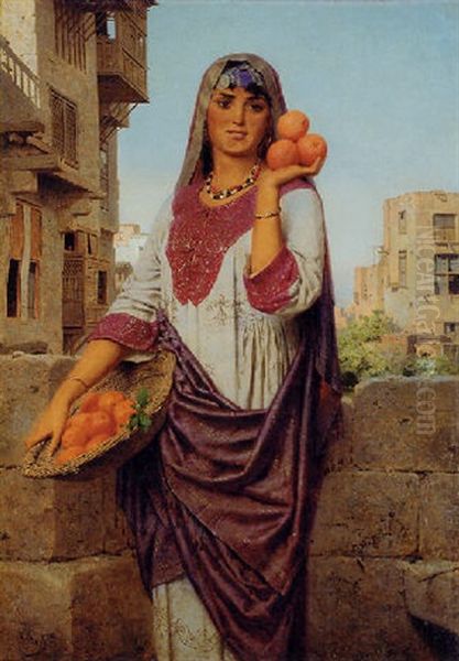 The Orange Seller Oil Painting by Adolf Seel